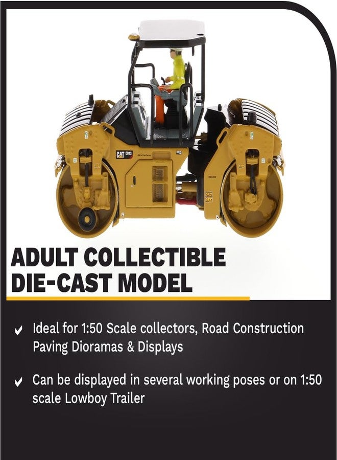 Diecast Masters CAT Caterpillar CB-13 Tandem Vibratory Roller with ROPS and Operator High Line Series 1/50 Diecast Model by Diecast Masters 85594 - Image 3